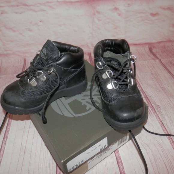 [TB015806] TODDLER Size 8 TIMBERLAND FIELD BOOT BLACK FULL GRAIN LEATHER 3625 - Picture 2 of 11